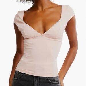 Free People Duo Corset Cami Blush Pink V-Neck Top